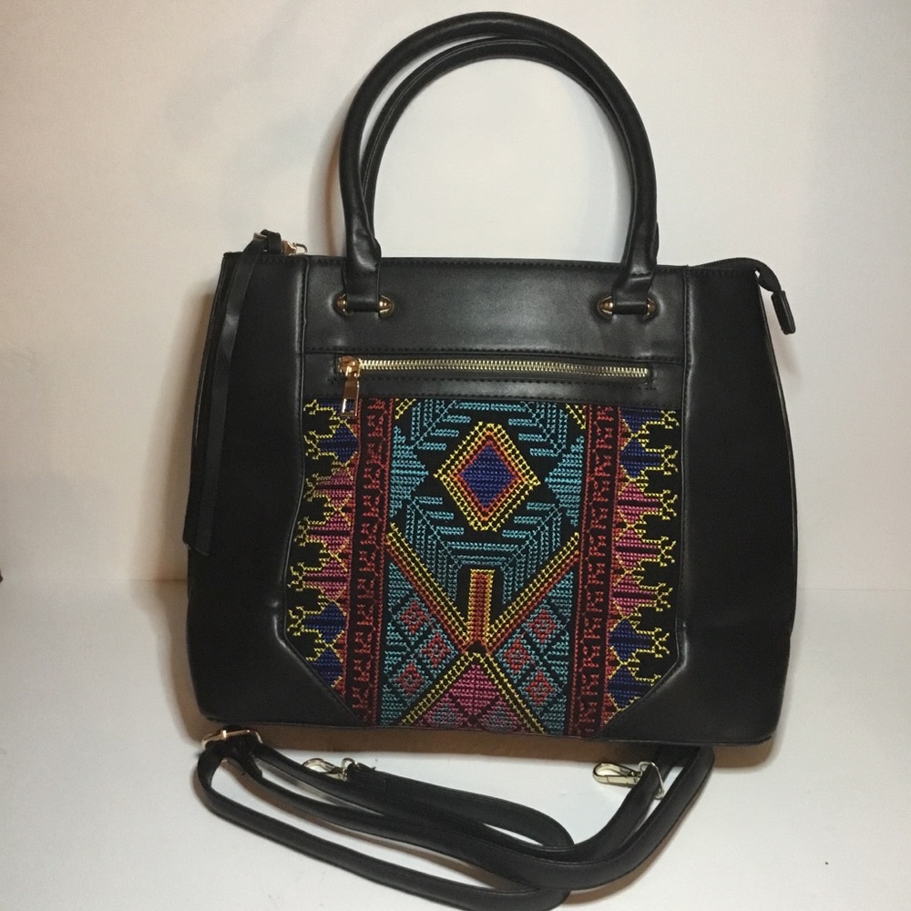 Black and Multicolor Patterned Women's Bag NWOT